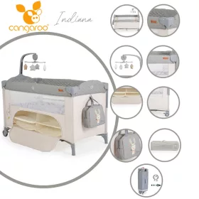 Cangaroo Indiana 2-stufiges Reisebett mit Staufach, grau