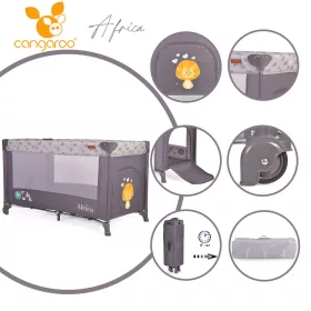 Cangaroo Africa 1-stöckiges Reisebett bis 14 kg, grau
