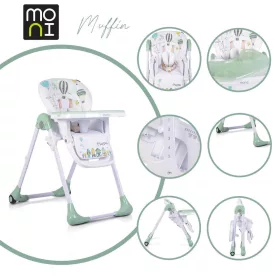   MUFFIN Multifunktions-Hochstuhl, gemustert, mit 2 Rädern, MINT