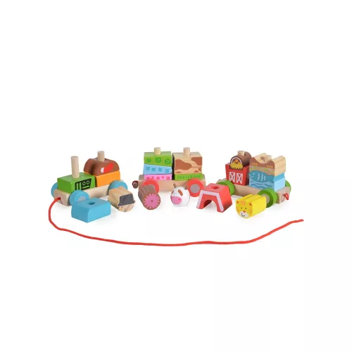 Moni Toys Fa kisvonat állatos 39 cm