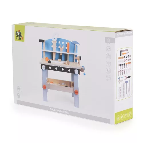 Moni Toys Holzspielzeug-Baubank aus Holz, 49 x 45 x 29,5 cm