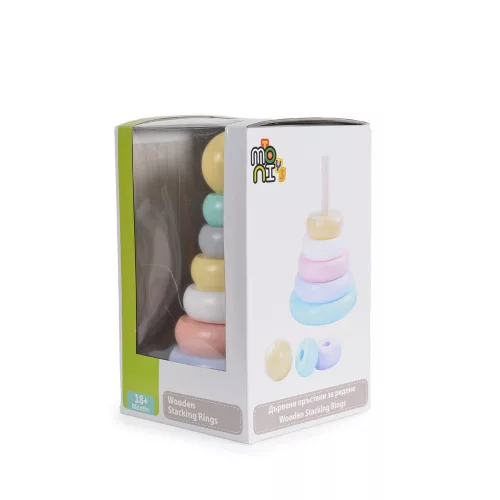 TYP SPIELZEUG Holzturm mit Ringen Montessori 8dbos
