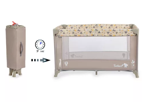 SAFARI utazóágy 1 szintes, zippes kibújóval, állatmintás BÉZS