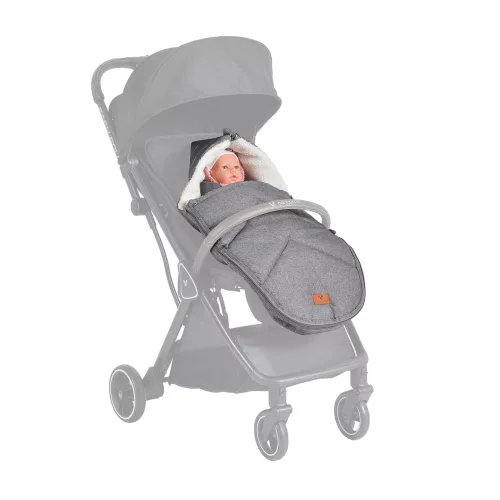 Cangaroo Luxe Kinderwagen-Fußsack 42x80cm mit Tragegurt, grau
