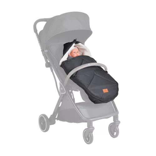Cangaroo Luxe Kinderwagen-Fußsack 42x80 cm mit Tragegurt, schwarz