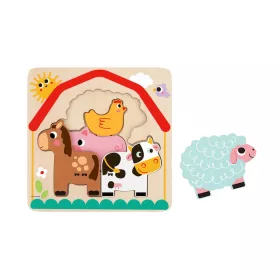 TOOKY Holzspielzeug-Bauernhof-Puzzle, 7-teiliges Set