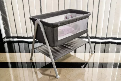MONI Kalinihta újszülött babaágy önálló, 11 kg, 1 szint fehér láb grafit