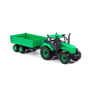   POLESIE Toys lendkerekes  traktor dönthető utánfutóval ZÖLD