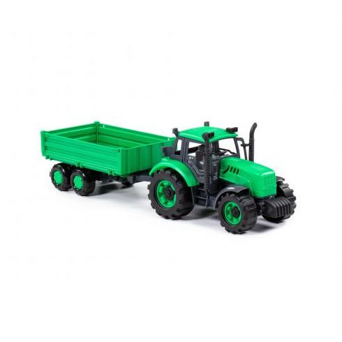 POLESIE Toys lendkerekes  traktor dönthető utánfutóval ZÖLD