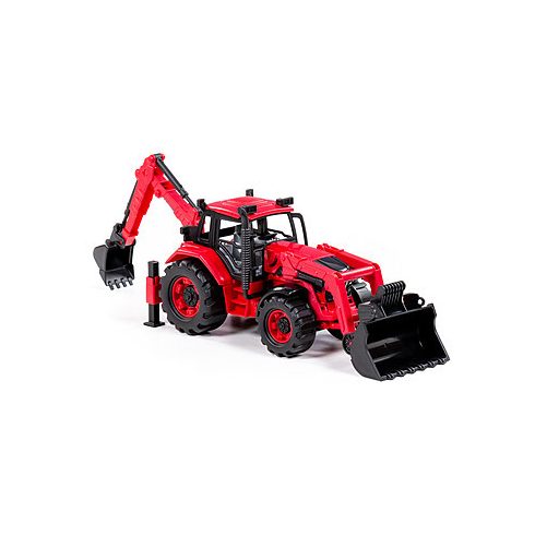 POLESIE 91857 kistraktor exkavátor+kanál 26cm PIROS