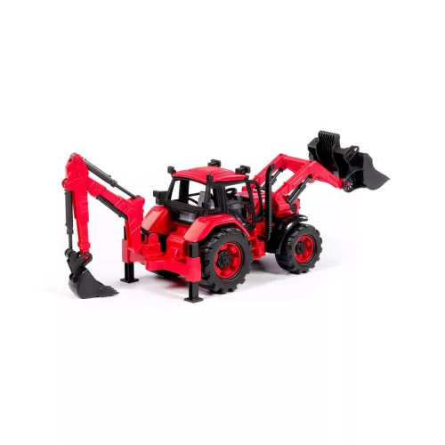 POLESIE 91857 Mini-Traktor-Bagger + Schaufel 26 cm ROT