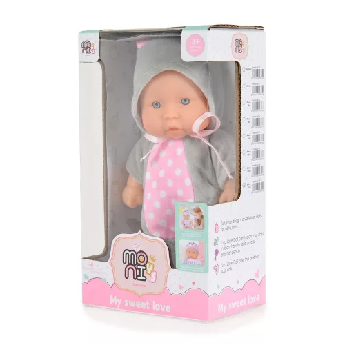 Moni Toys Baba 20 cm 6129 szürke/pink