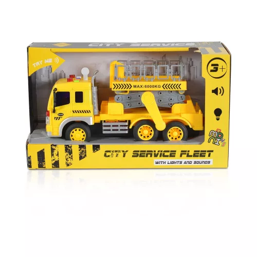 Moni Toys Kisautó emelődarus teherkocsi 1:16 sárga