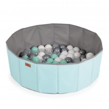   LABDAMEDENCE összecsukható 80cm + 90db 7cms labda MENTA/SZÜRKE