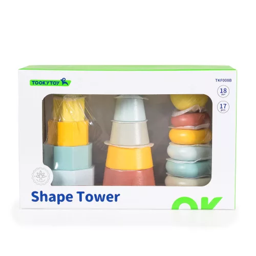 FAJÁTÉK toronyépítő 3 dbos szett MONTESSORI PASZTELL