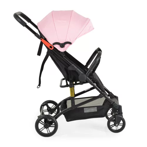 MONI Colibri Kinderwagen mit flachem Vorderrad, Einzelrad, rosa