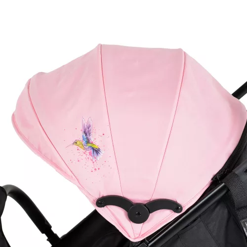 MONI Colibri Kinderwagen mit flachem Vorderrad, Einzelrad, rosa