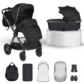   iCLICK Babakocsi 2in1 szett 22kg, aluminium váz, fordítható ülés, autom. csukható FEKETE