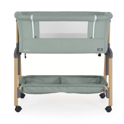 ADORO Babybett mit Moskitonetz, 7-fach verstellbarer Rückenlehne, Rollen und Stauraum GRÜN