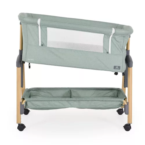 ADORO Babybett mit Moskitonetz, 7-fach verstellbarer Rückenlehne, Rollen und Stauraum GRÜN