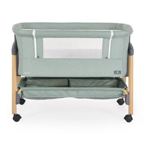 ADORO Babybett mit Moskitonetz, 7-fach verstellbarer Rückenlehne, Rollen und Stauraum GRÜN