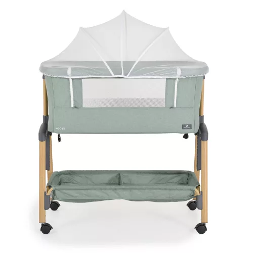 ADORO Babybett mit Moskitonetz, 7-fach verstellbarer Rückenlehne, Rollen und Stauraum GRÜN