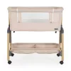 ADORO Babybett mit Moskitonetz, 7-fach verstellbarer Rückenlehne, Rollen und Stauraum, Beige/Kirschbraun