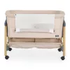 ADORO Babybett mit Moskitonetz, 7-fach verstellbarer Rückenlehne, Rollen und Stauraum, Beige/Kirschbraun