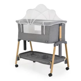   ADORO Babybett mit Moskitonetz, 7-fach verstellbarer Rückenlehne, Rollen und Stauraum, GRAU