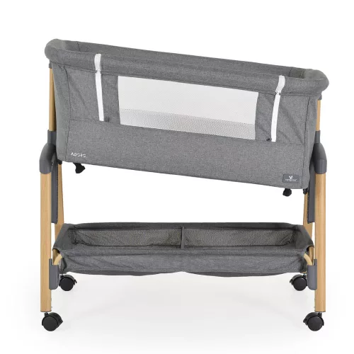 ADORO Babybett mit Moskitonetz, 7-fach verstellbarer Rückenlehne, Rollen und Stauraum, GRAU