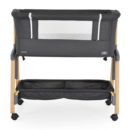 ADORO Babybett mit Moskitonetz, 7-fach verstellbarer Rückenlehne, Rollen und Stauraum, SCHWARZ