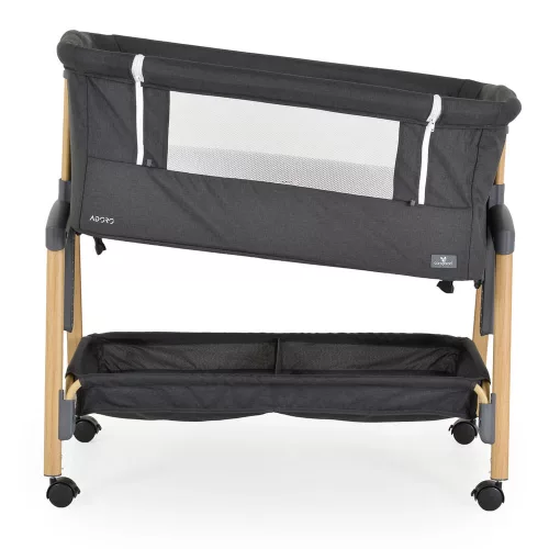 ADORO Babybett mit Moskitonetz, 7-fach verstellbarer Rückenlehne, Rollen und Stauraum, SCHWARZ