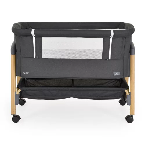 ADORO Babybett mit Moskitonetz, 7-fach verstellbarer Rückenlehne, Rollen und Stauraum, SCHWARZ