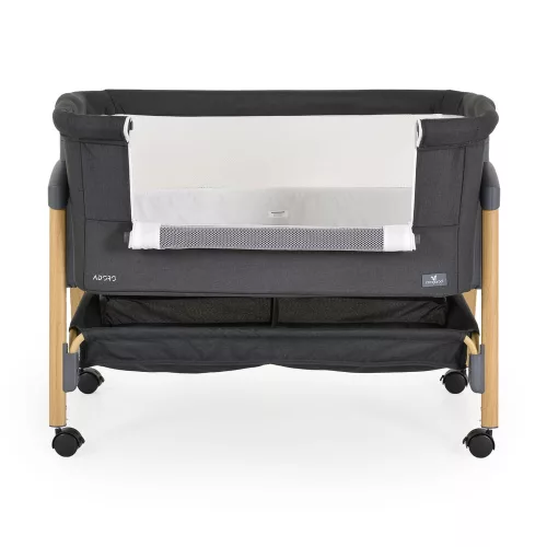 ADORO Babybett mit Moskitonetz, 7-fach verstellbarer Rückenlehne, Rollen und Stauraum, SCHWARZ