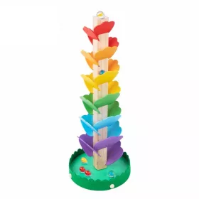 TOOKY Spielzeug-Kugelbahn aus Holz in Regenbogenfarben