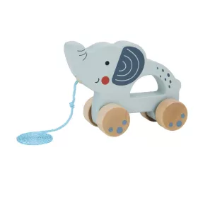   TOOKY Spielzeug, hölzerner Elefant zum Ziehen, Pastellfarben