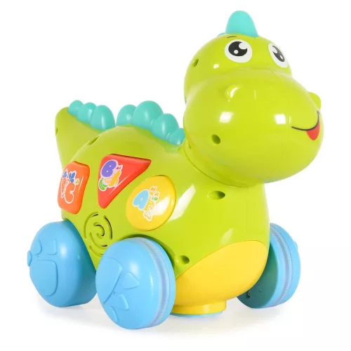 HOLA Babyspielzeug Dino-Aktivitätsspielzeug mit Rädern, Knöpfen und Kunststoff