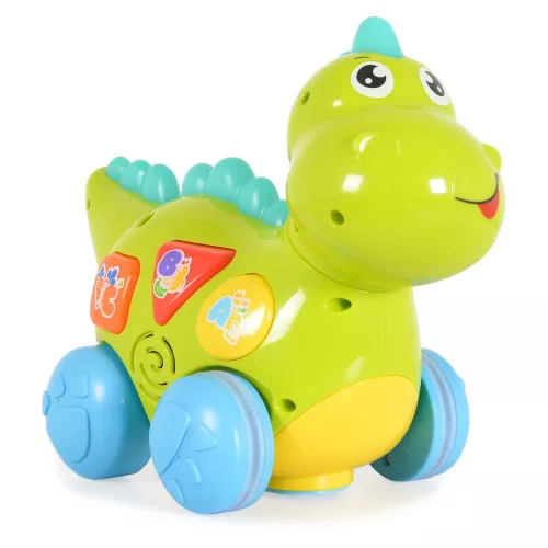 HOLA Babyspielzeug Dino-Aktivitätsspielzeug mit Rädern, Knöpfen und Kunststoff