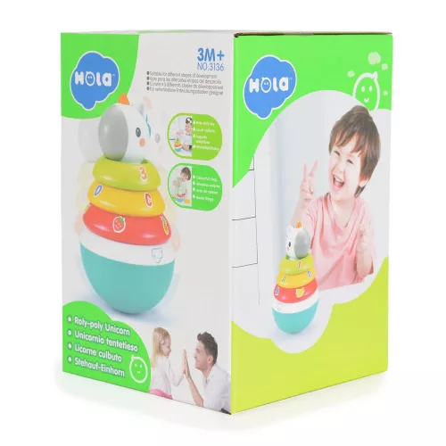 HOLA kleiner Cartoon-Turm Einhorn Roly-Poly Kunststoff BUNTEL