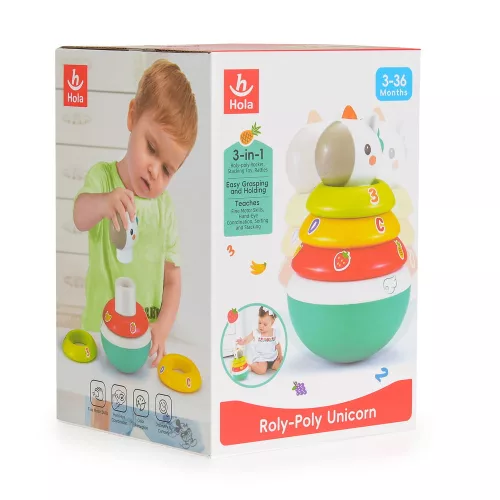 HOLA kleiner Cartoon-Turm Einhorn Roly-Poly Kunststoff BUNTEL