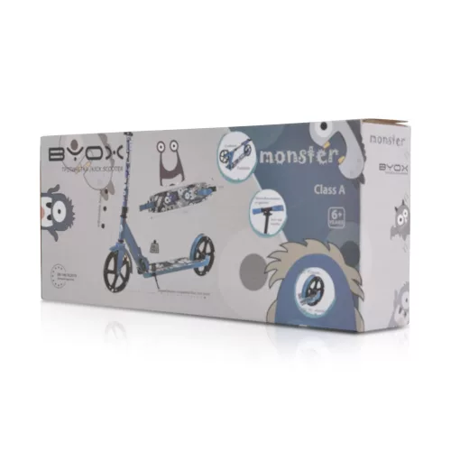 MONSTER Scooter, 2 große Räder, Stahlrahmen, 100 kg, verstellbar von 84–97 cm, BLAU