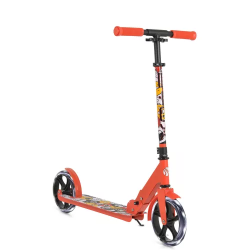 MONSTER Scooter, 2 große Räder, Stahlrahmen, 100 kg, verstellbar von 84–97 cm, ROT