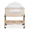AMO Babybett, 7 Positionen, mit Moskitonetz und Aufbewahrungskorb, Beige