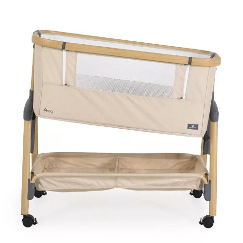 AMO Babybett, 7 Positionen, mit Moskitonetz und Aufbewahrungskorb, Beige
