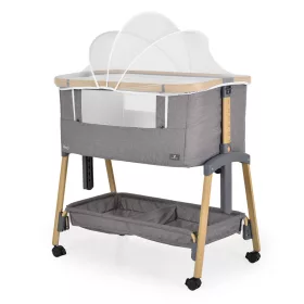   AMO Babybett, 7 Positionen, mit Moskitonetz, Aufbewahrungskorb, V.GRAY