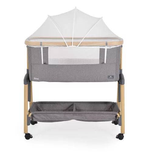 AMO Babybett, 7 Positionen, mit Moskitonetz, Aufbewahrungskorb, V.GRAY