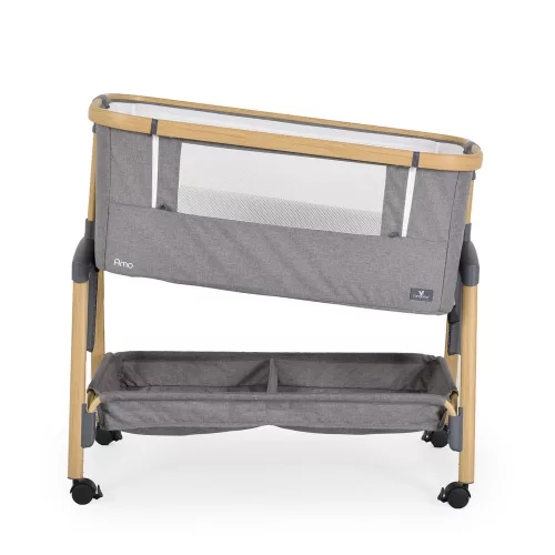 AMO Babybett, 7 Positionen, mit Moskitonetz, Aufbewahrungskorb, V.GRAY
