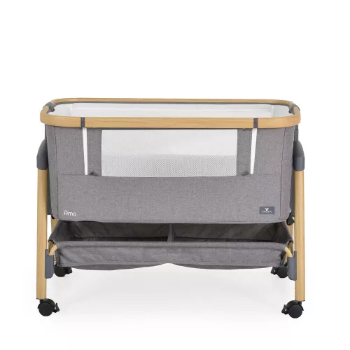 AMO Babybett, 7 Positionen, mit Moskitonetz, Aufbewahrungskorb, V.GRAY