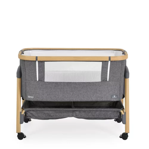 AMO Babybett, 7 Positionen, mit Moskitonetz und Aufbewahrungskorb, S.GRAY