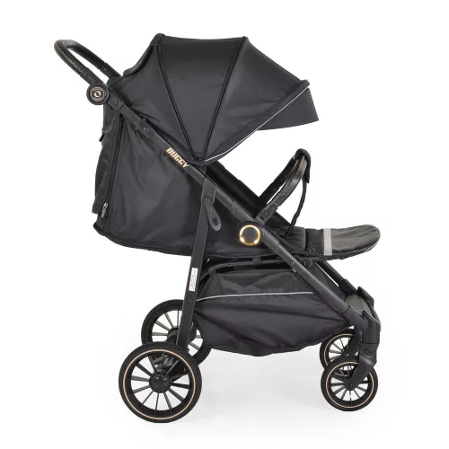 Buggy Kinderwagen, faltbar, große Räder, leicht, SCHWARZ